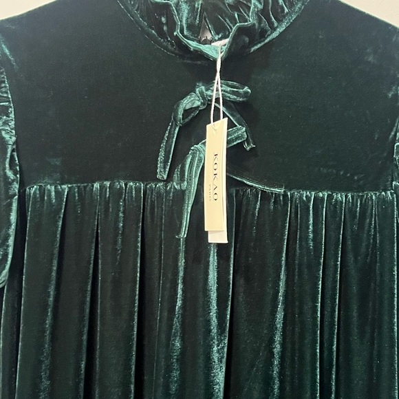Kokao Paris Girls Green Velvet Maxi Dress Size 14 Modest Long Sleeves Holiday - Picture 6 of 6